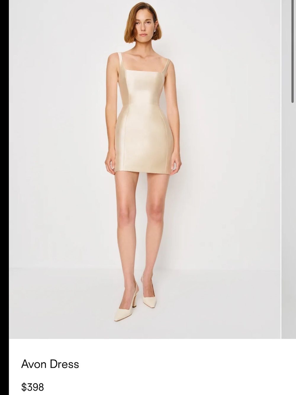Reformation Avon Cream Square-Neck Mini Dress